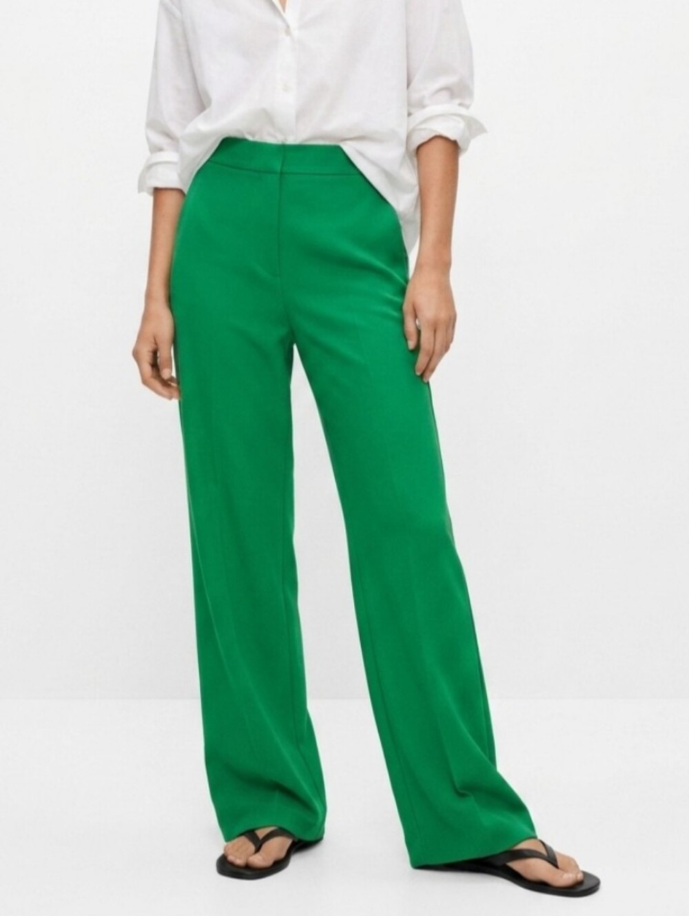 Zara Bright Green Wide-Leg Pants